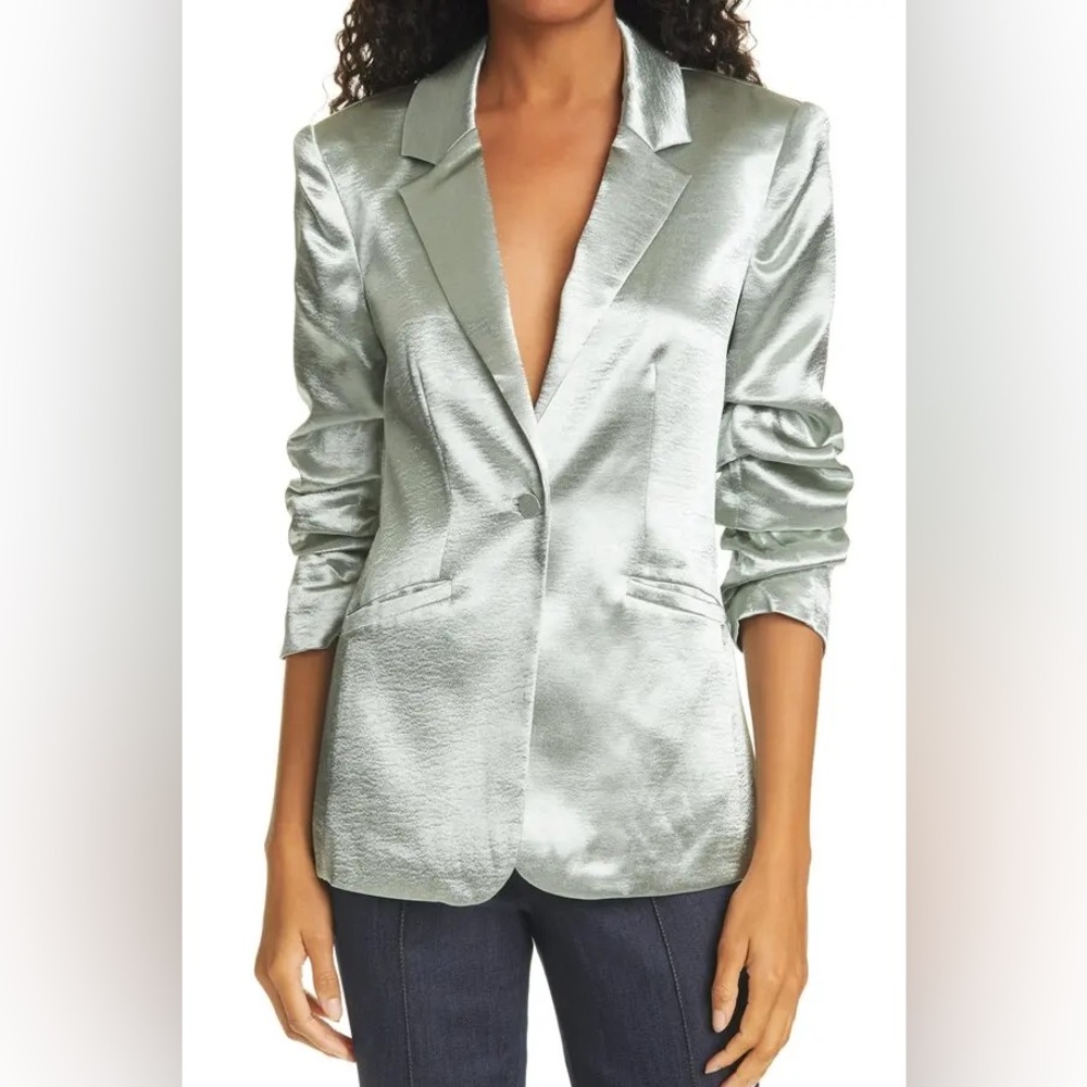 cinq a sept Metallic Sage Green Blazer